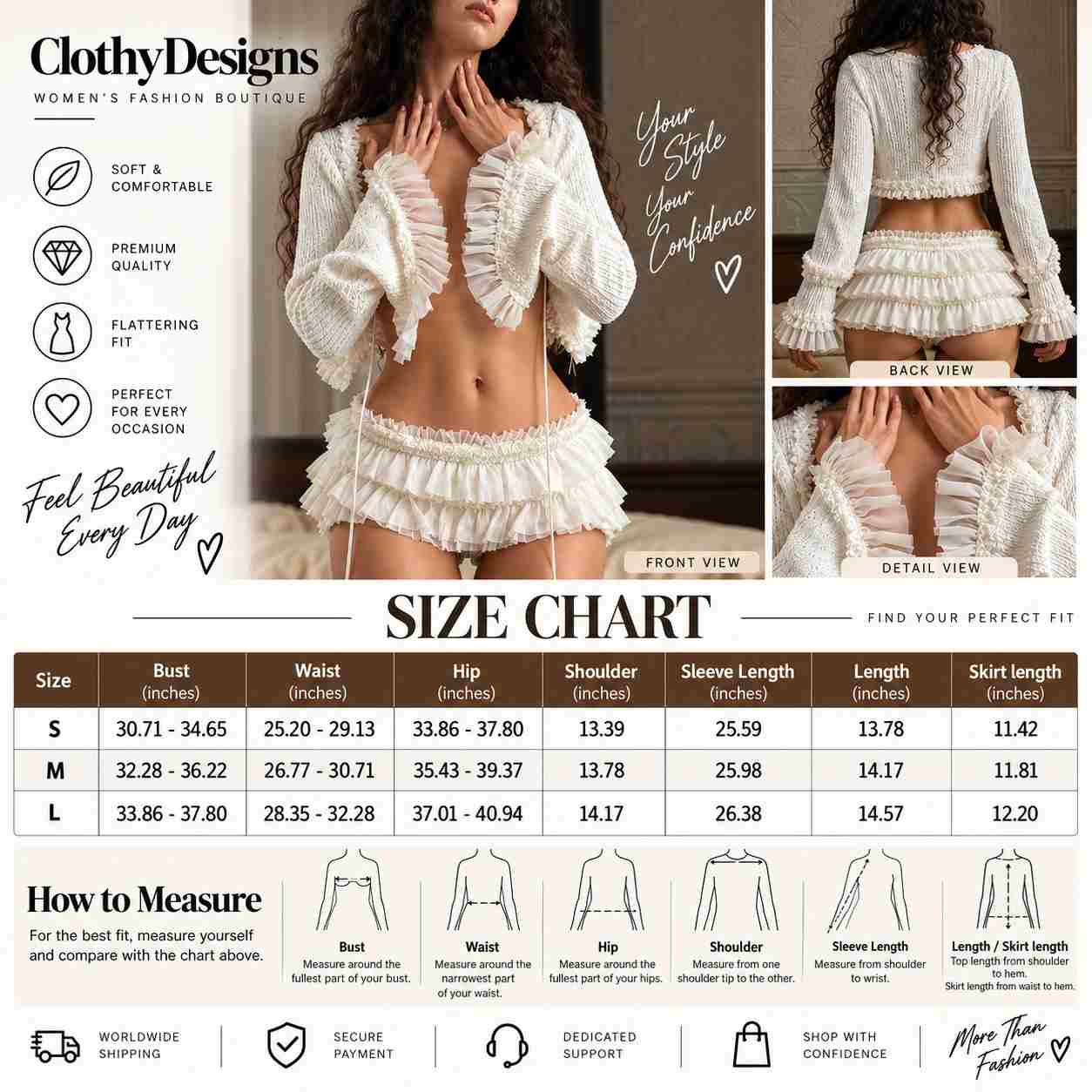 Women’s Y2K Tie-Front Top & Ruffle Tiered Mini Skirt Set 2-Piece Co-Ord Outfit